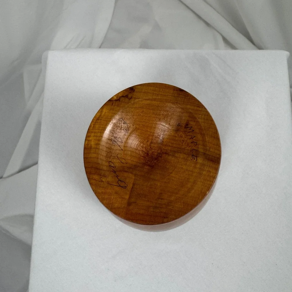 EH Lang Hand Turned Maple Wood Vase Decor Honey Brown Natural Grain Pedestal